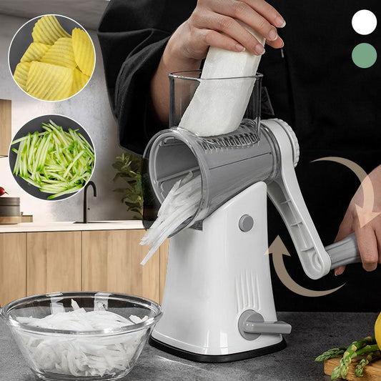 Multifunksjonelt manuelt roterende grønnsakshakkesett for kjøkken - med 5 kniver